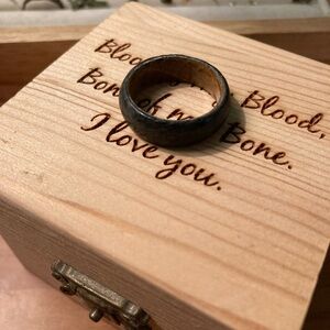 Reclaimed Whiskey Barrel Oak and Forged Carbon Fiber Men’s Ring, size 10